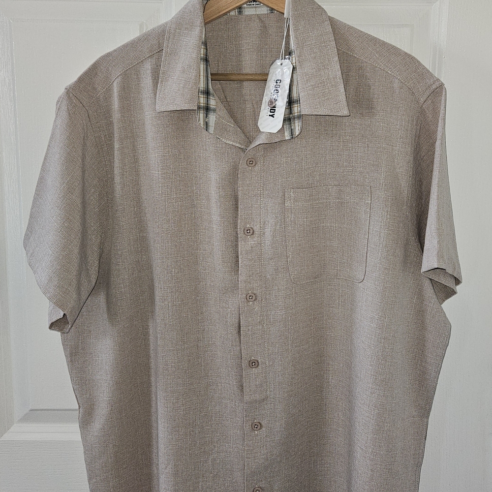 Stacy Adams Short-Sleeve Button-Down Shirt in Taupe